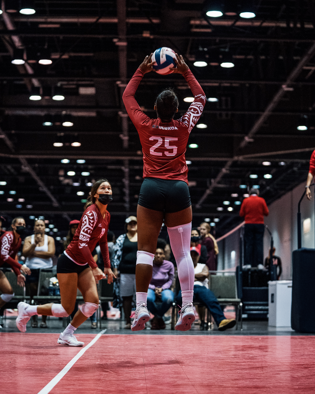 Female volleyball athlete jumping at ProspectsHI training facility
